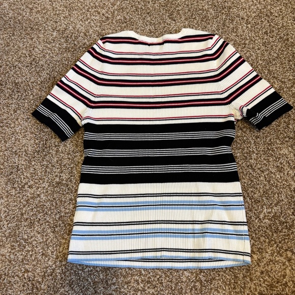 Maeve by Anthropologie || Ribbed Striped Knit Sweater Tee Size L - Picture 8 of 10